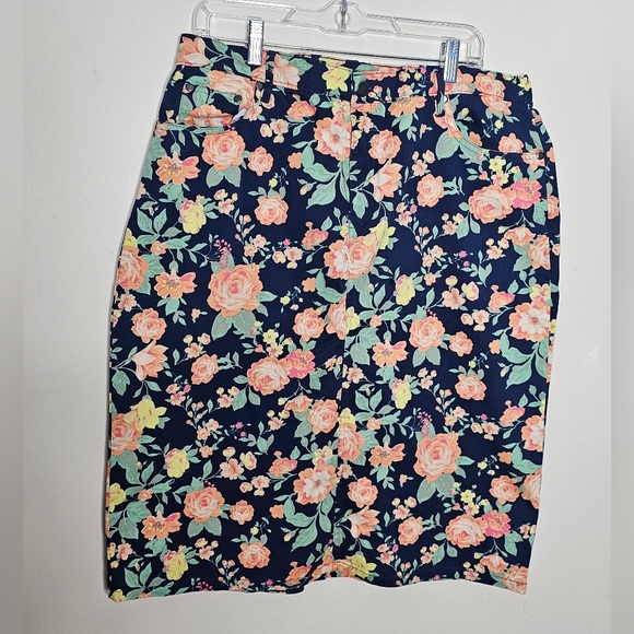 Denim Moves floral denim skirt size 16 - Picture 1 of 7